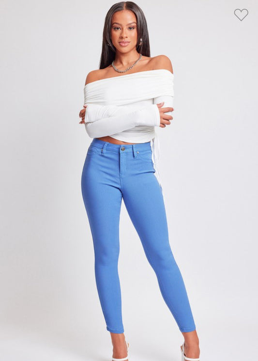 YMI Mid Rise Hyperstretch Skinny Jean-Blue Bay